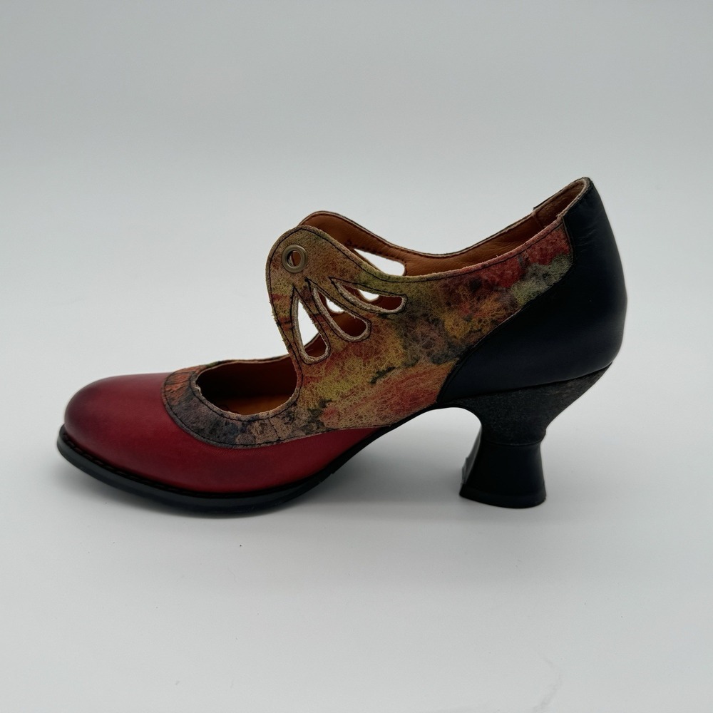 L'Artiste by Spring Step Kallandra Heels Red Multi Leather Lace Up Victorian 5.5 - Picture 12 of 16